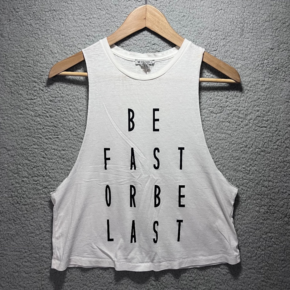Forever 21 Muscle Tank White Crop Women XS